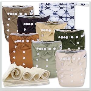 Nora's Nursery Cloth Diapers 7 Pack 7 Inserts,1 Wet Bag,Waterproof-Down to Earth